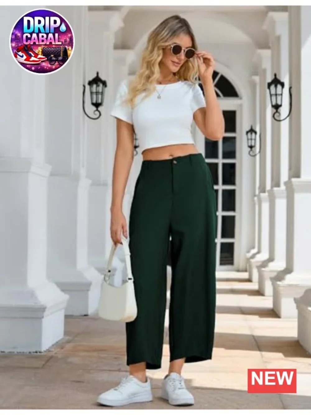 Linen Wide Leg Capri Pants High Rise Palazzo Trousers